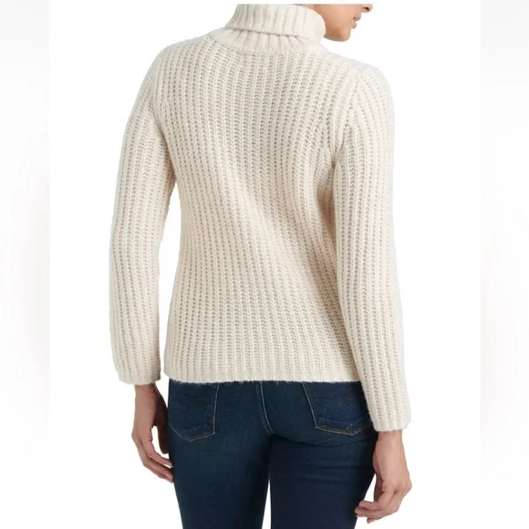 LUCKY BRAND Oatmeal Beige Traveling Rib Ribbed Turtle Neck Sweater XL - Picture 3 of 8